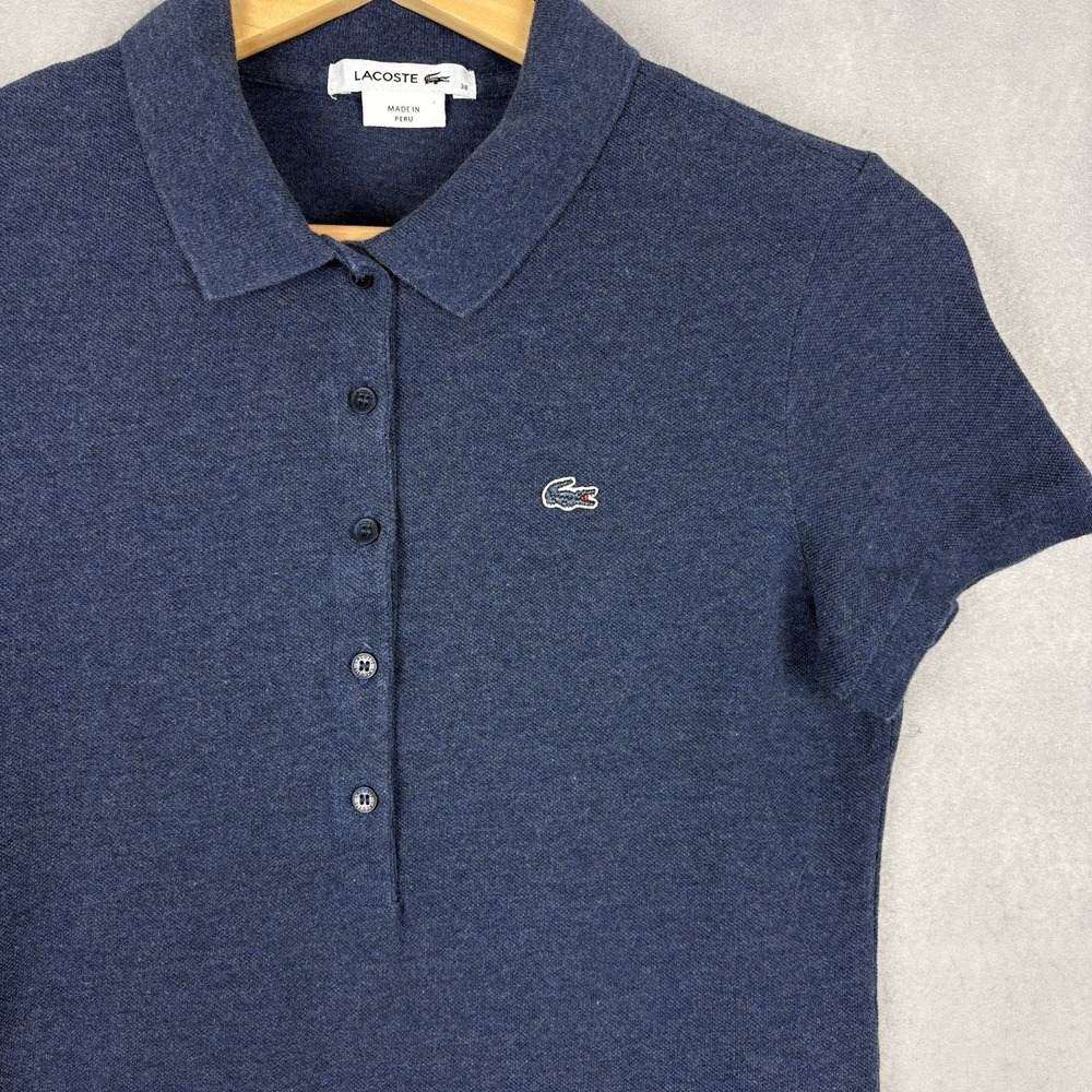 Lacoste Polo Shirt Dress Womens Medium FR 38 Pique Cotton Tennis Preppy Casual - Picture 7 of 8